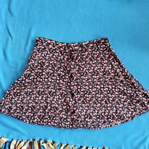 H&M Divided Floral button up circle mini skirt